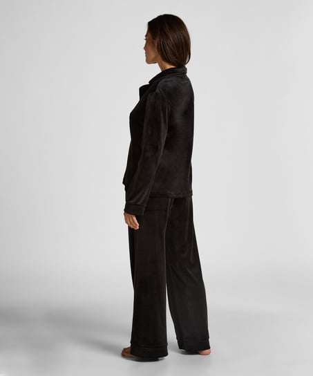 Velvet Pyjama Pants, Black