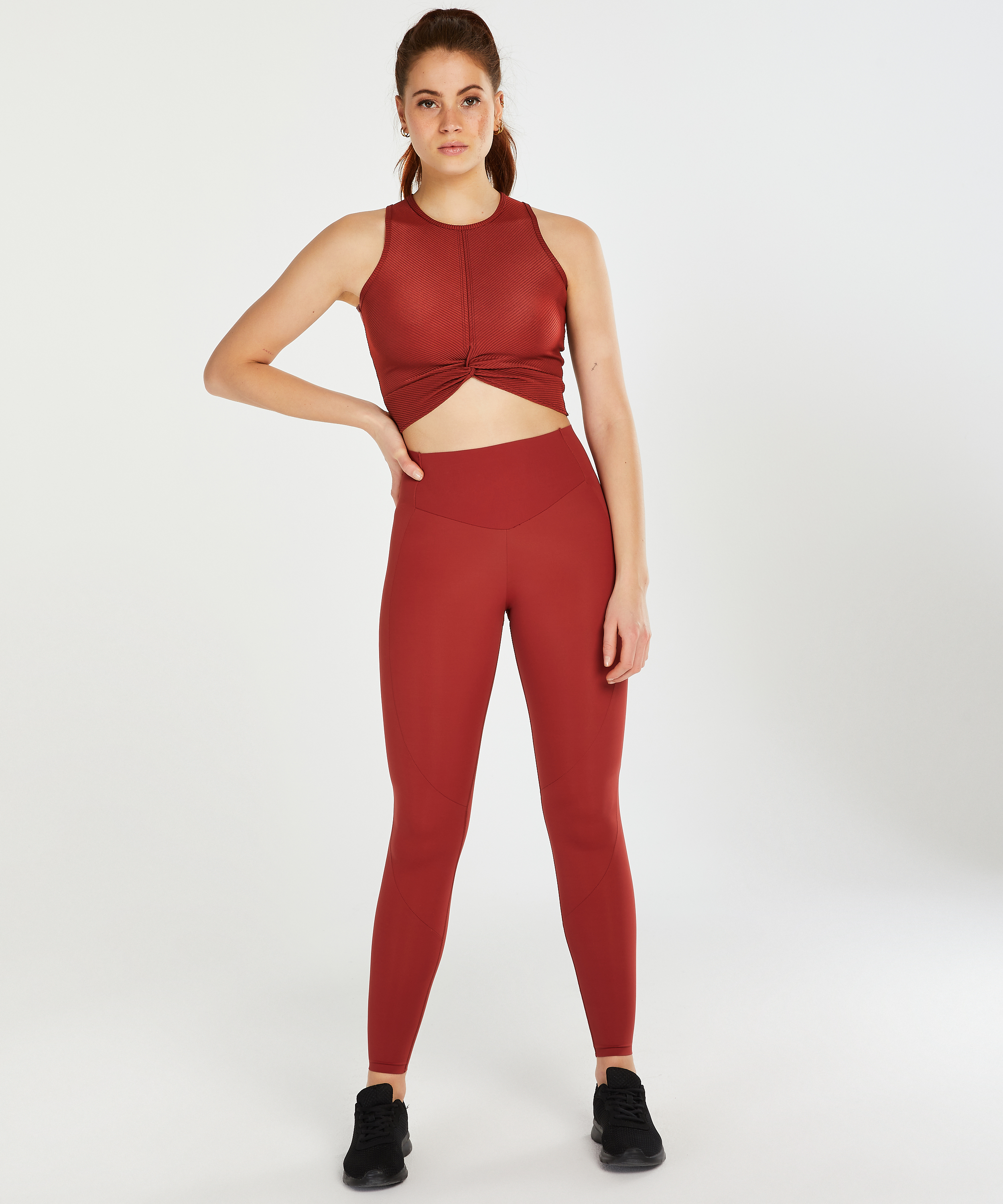 HKMX Sport cropped tank top Twisted Rib, Red, main