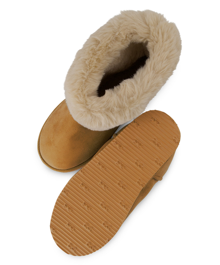 Faux Suede Slippers, Beige