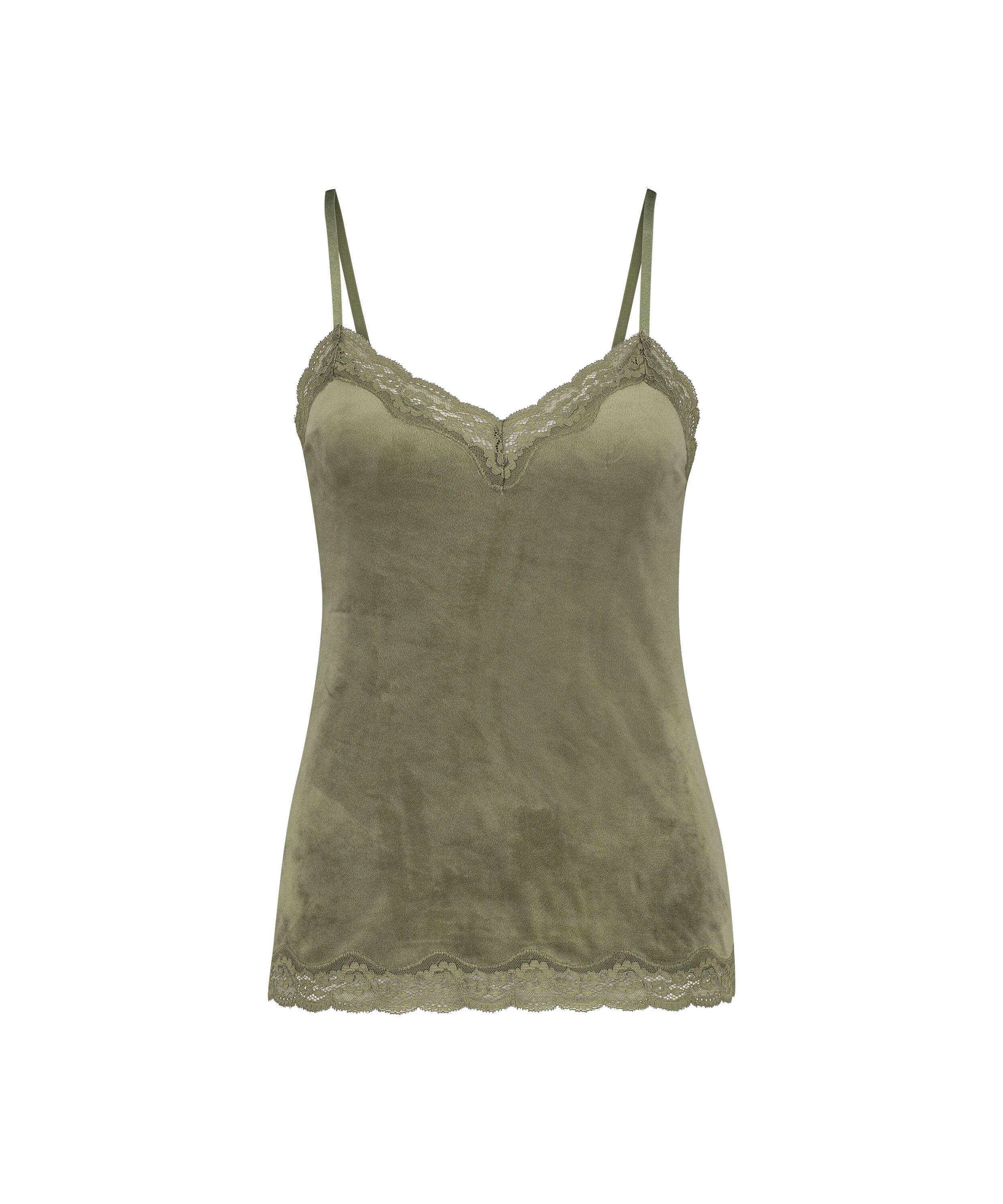 Velvet lace cami, Green