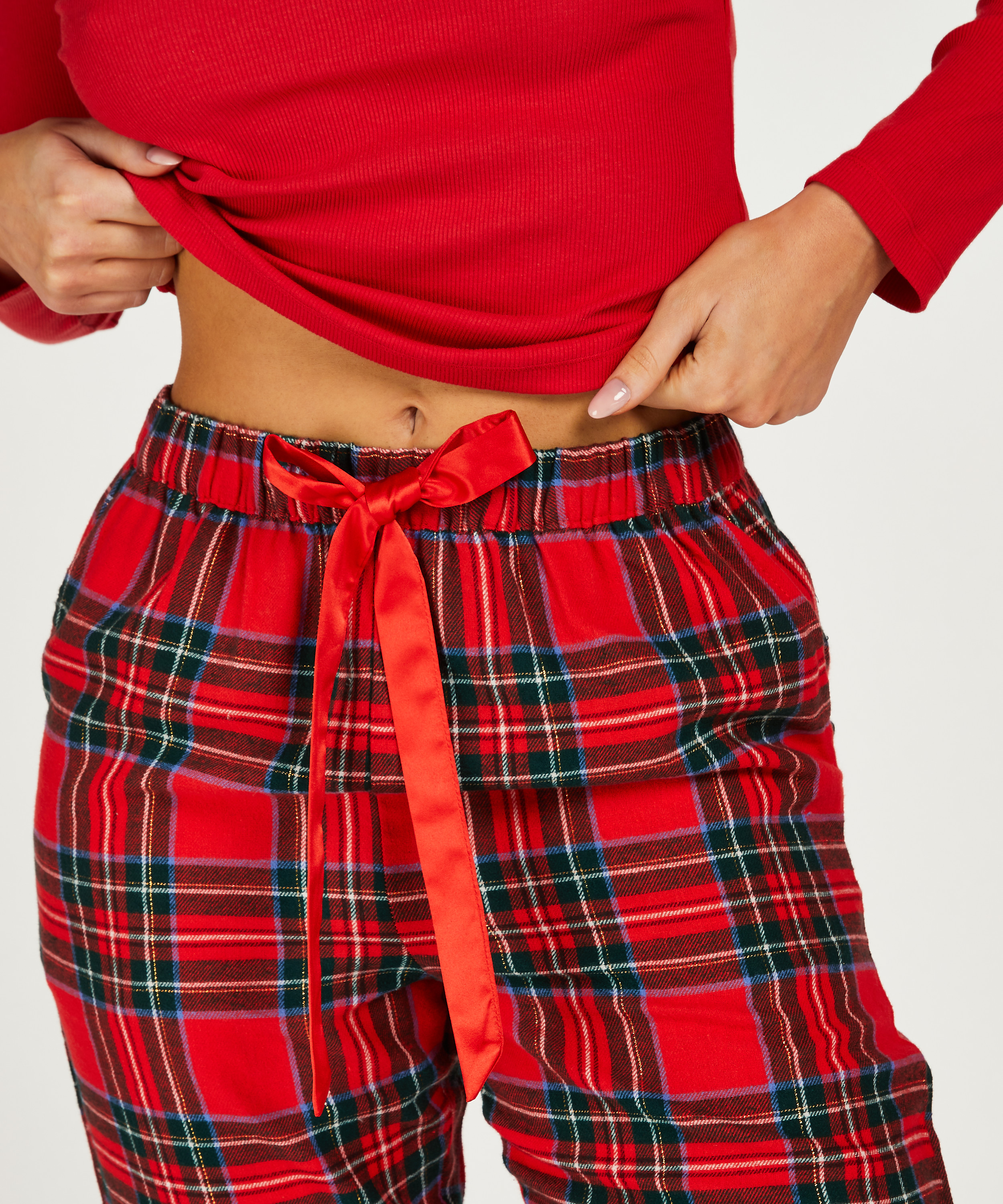 Flannel Pyjama Pants, Red, main