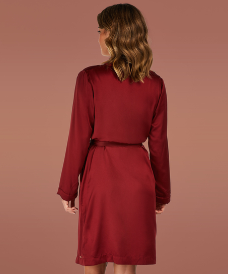 Satin Fleece Bathrobe, Red