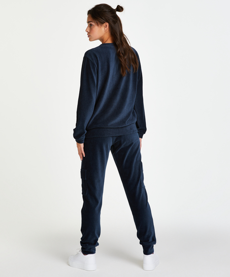 Long-sleeved velvet top, Blue