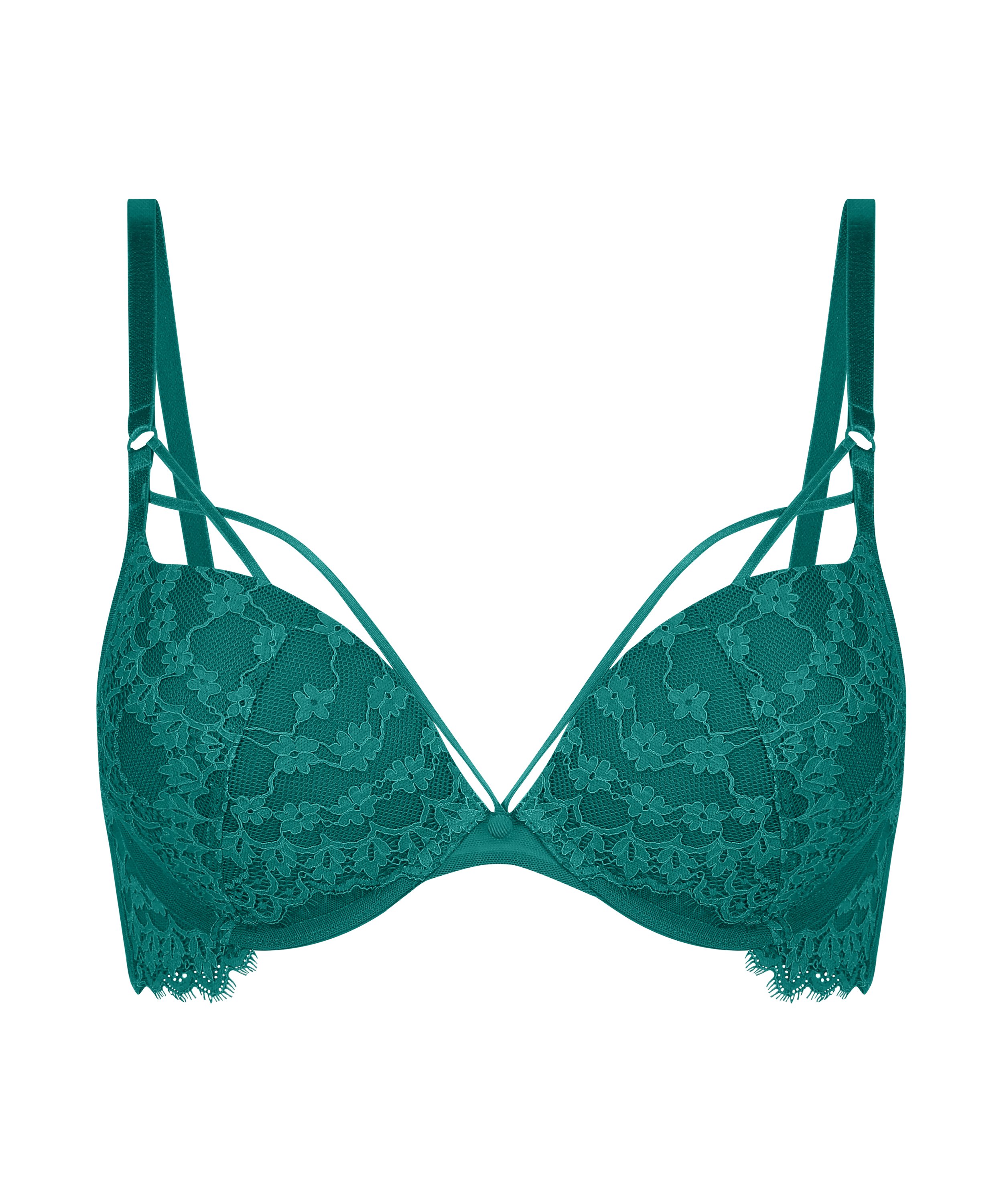 Daisy Padded Underwired Maximizer Bra, Green, main
