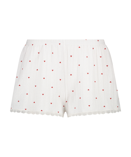 Pointelle Pyjama Shorts, White