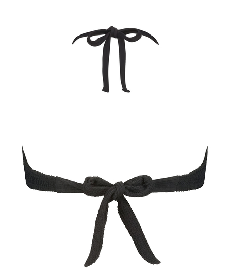 Crinkle Bandeau Bikini Top, Black