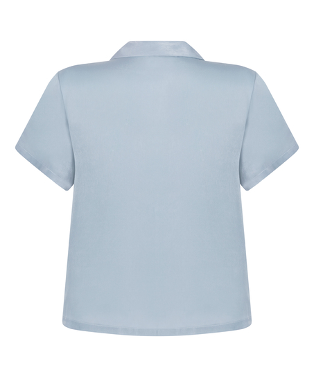 Satin Short-Sleeved Jacket, Blue