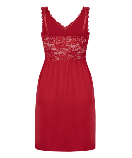 Nora Lace Slip Dress, Red