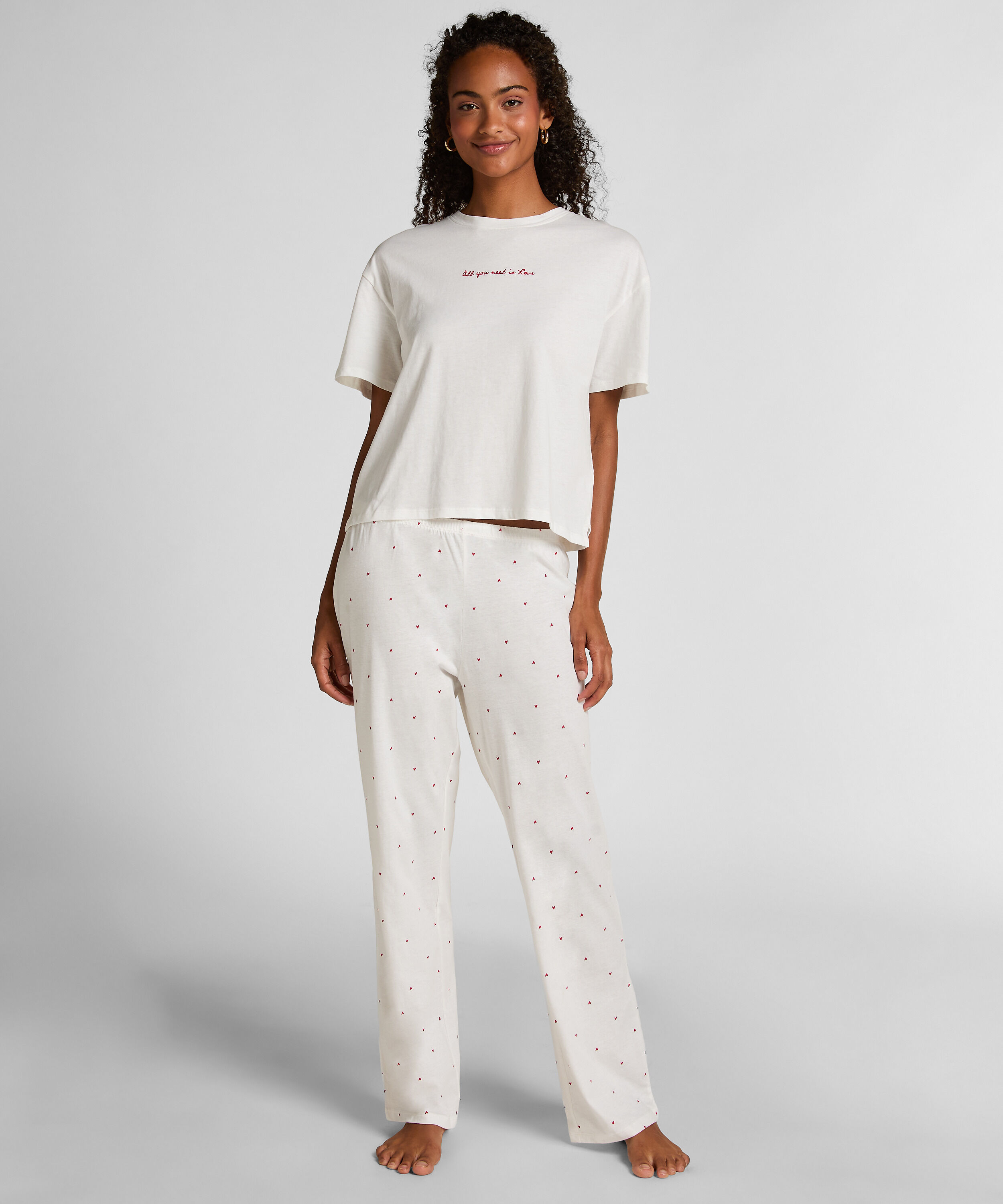 Pyjama Set Cotton Print, White Pyjama Set Cotton Print, White
