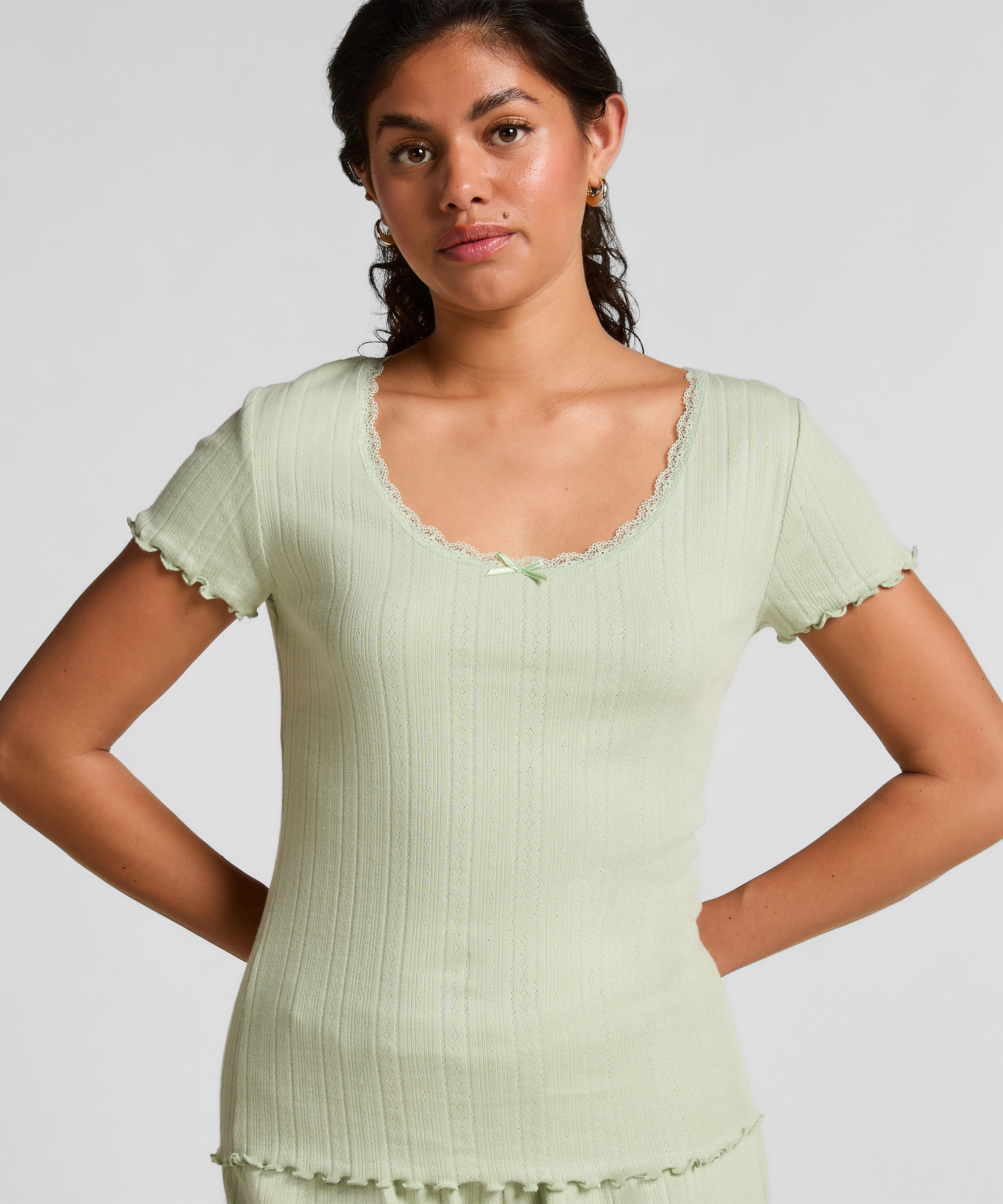 Pointelle Top Lace, Green, main
