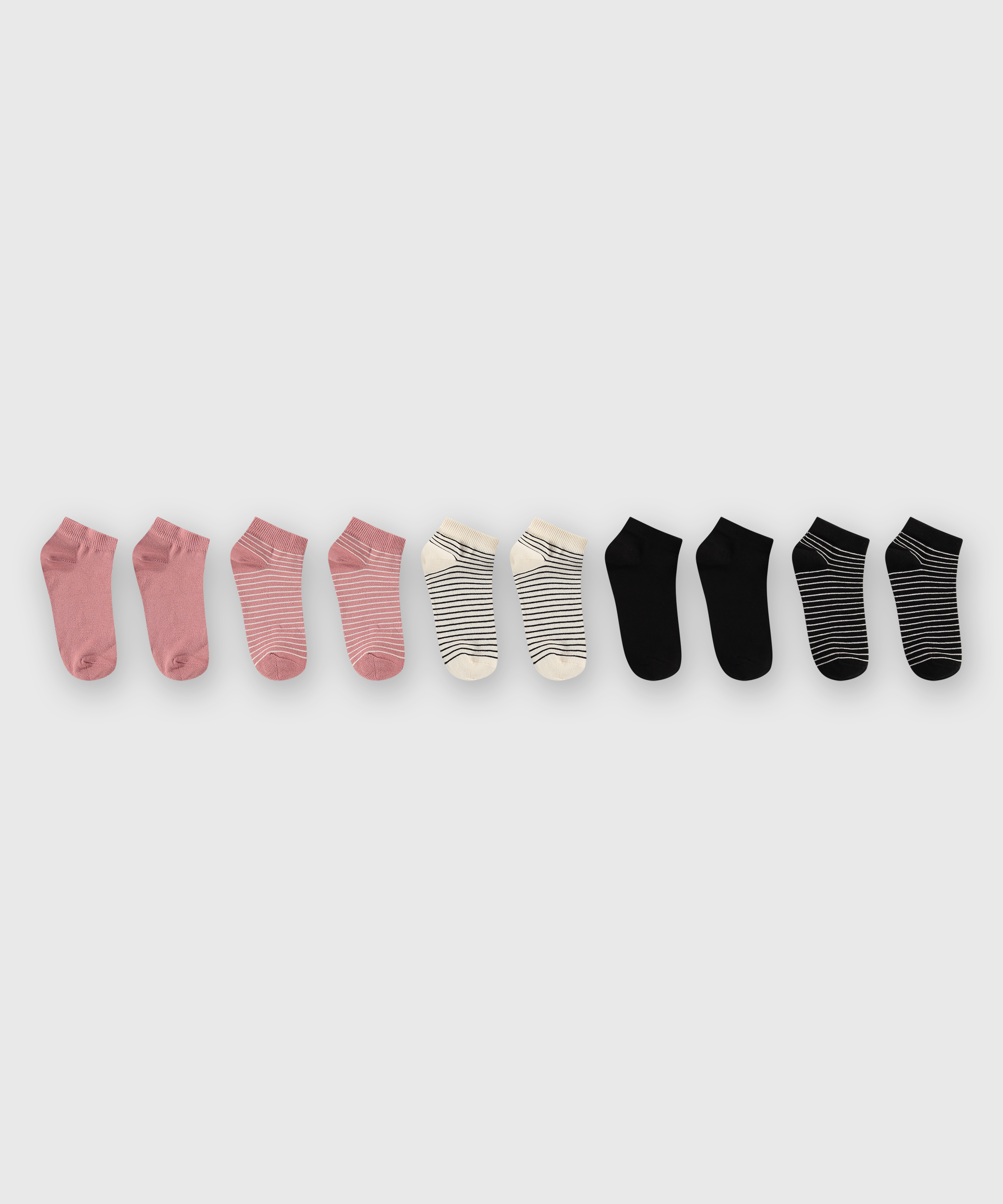5 Pairs Trainer Liner Socks, Black, main