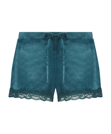Velvet lace shorts, Blue