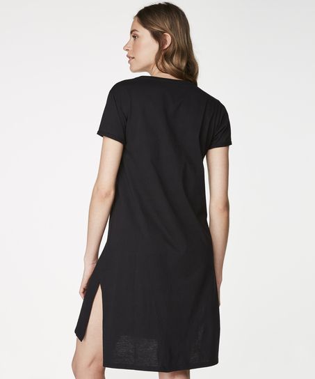 Round Neck Nightshirt, Black