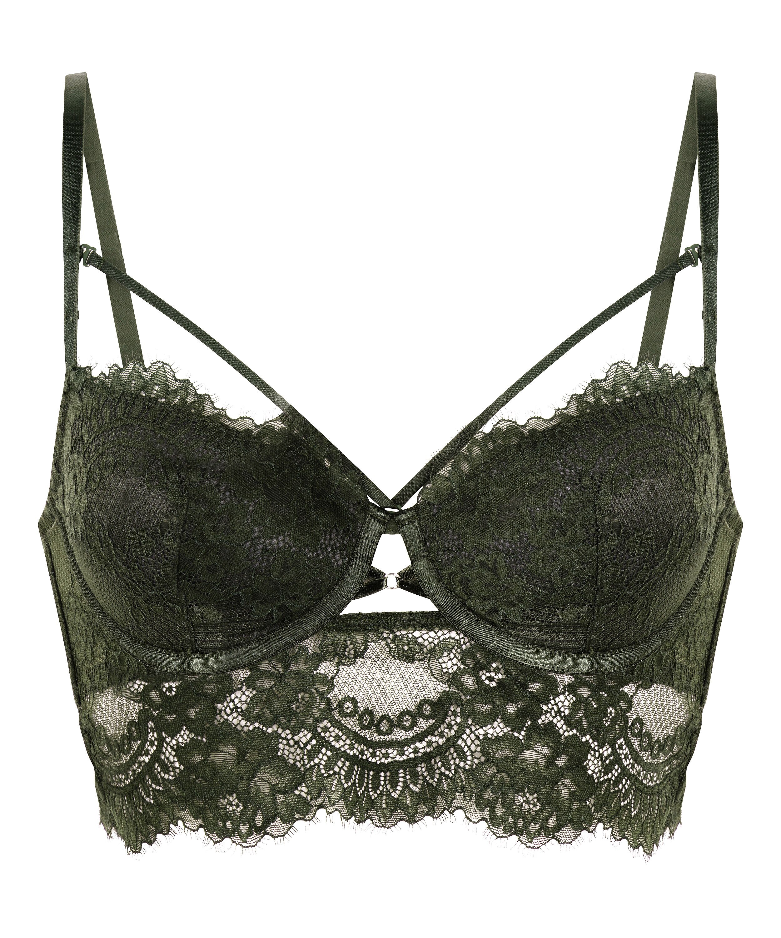 Amara Padded Underwired Longline Bra, Green