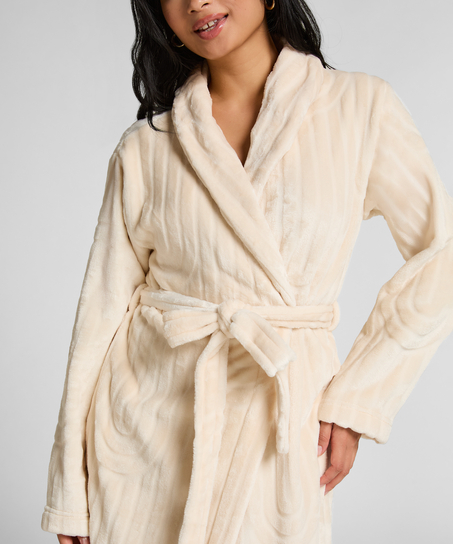 Fleece Bathrobe, White