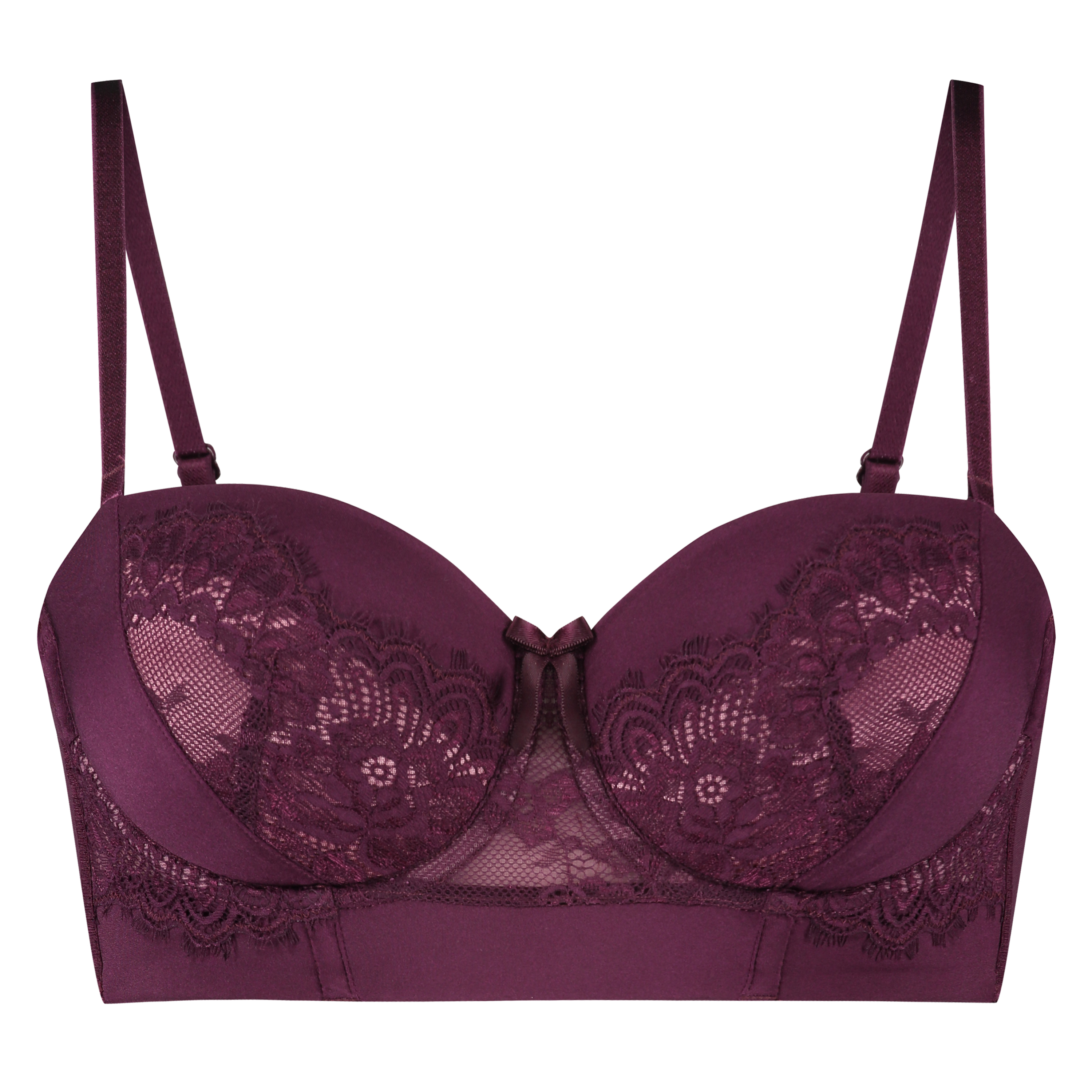 Macy padded strapless longline underwired bra, Purple, main