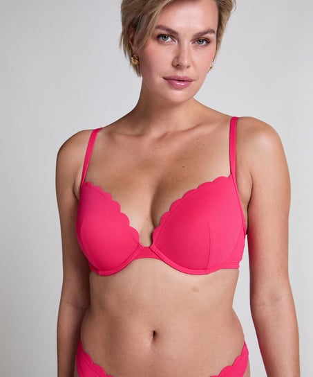 Scallop padded underwired bikini-top, Pink