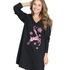 Nightshirt V-neck long sleeves, Black