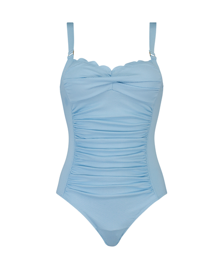 Shaping Scallop Swimsuit, Blue