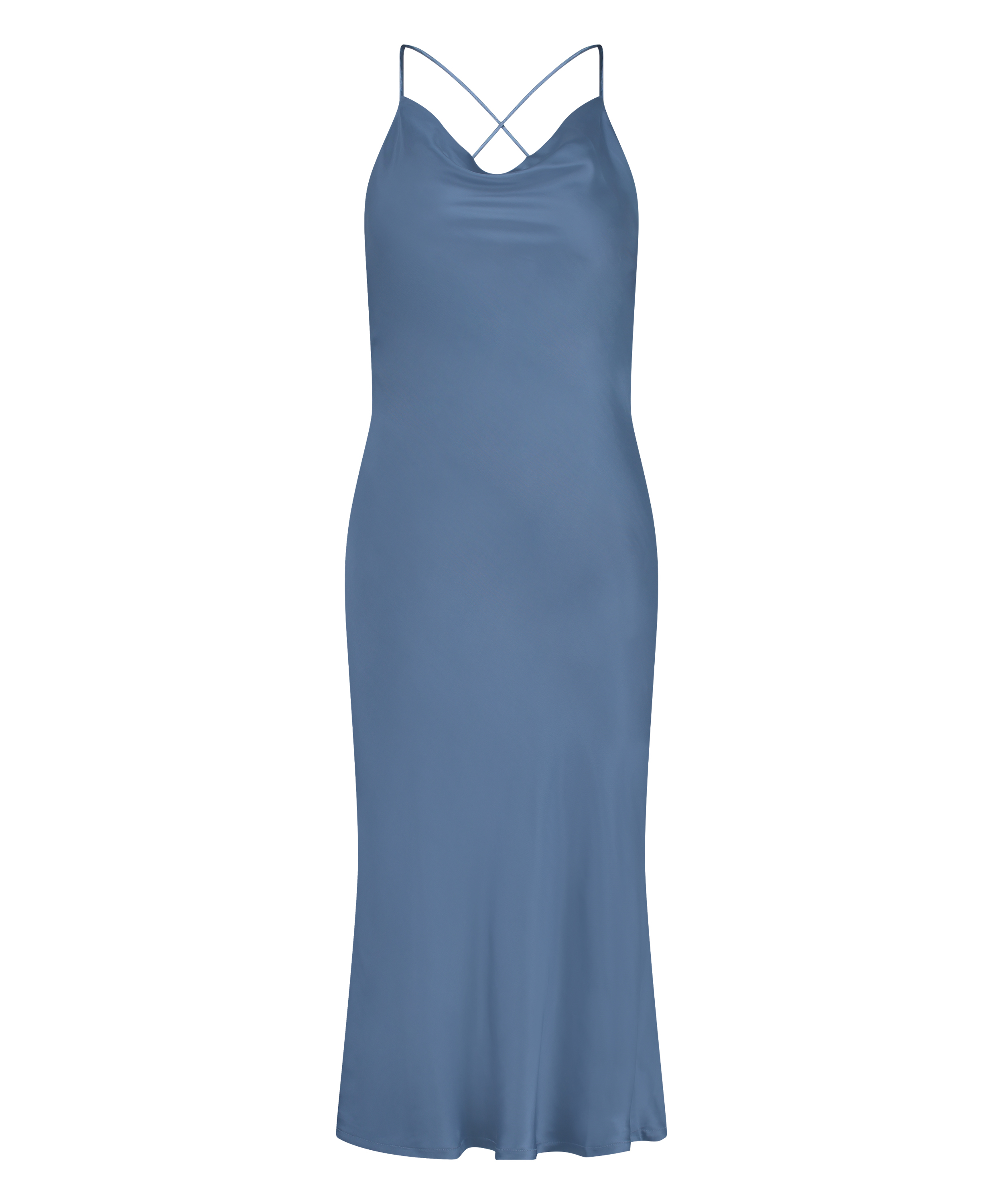 Satin Midi Dress, Blue, main