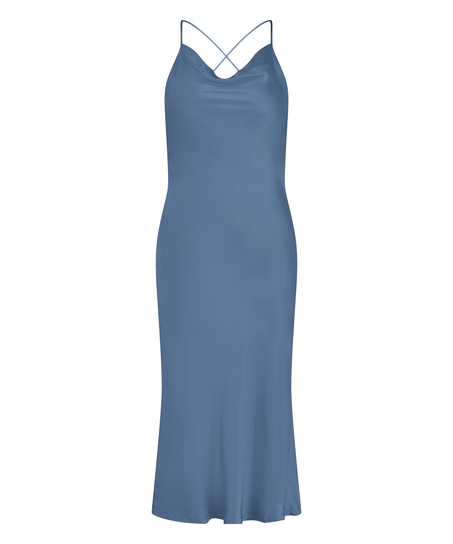 Satin Midi Dress, Blue