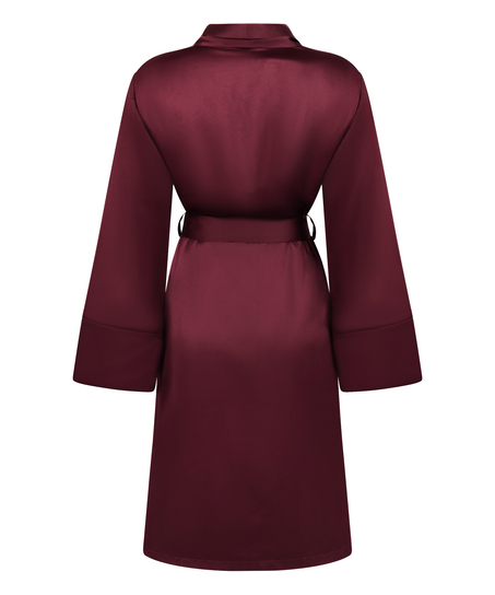 Satin Fleece Bathrobe, Red