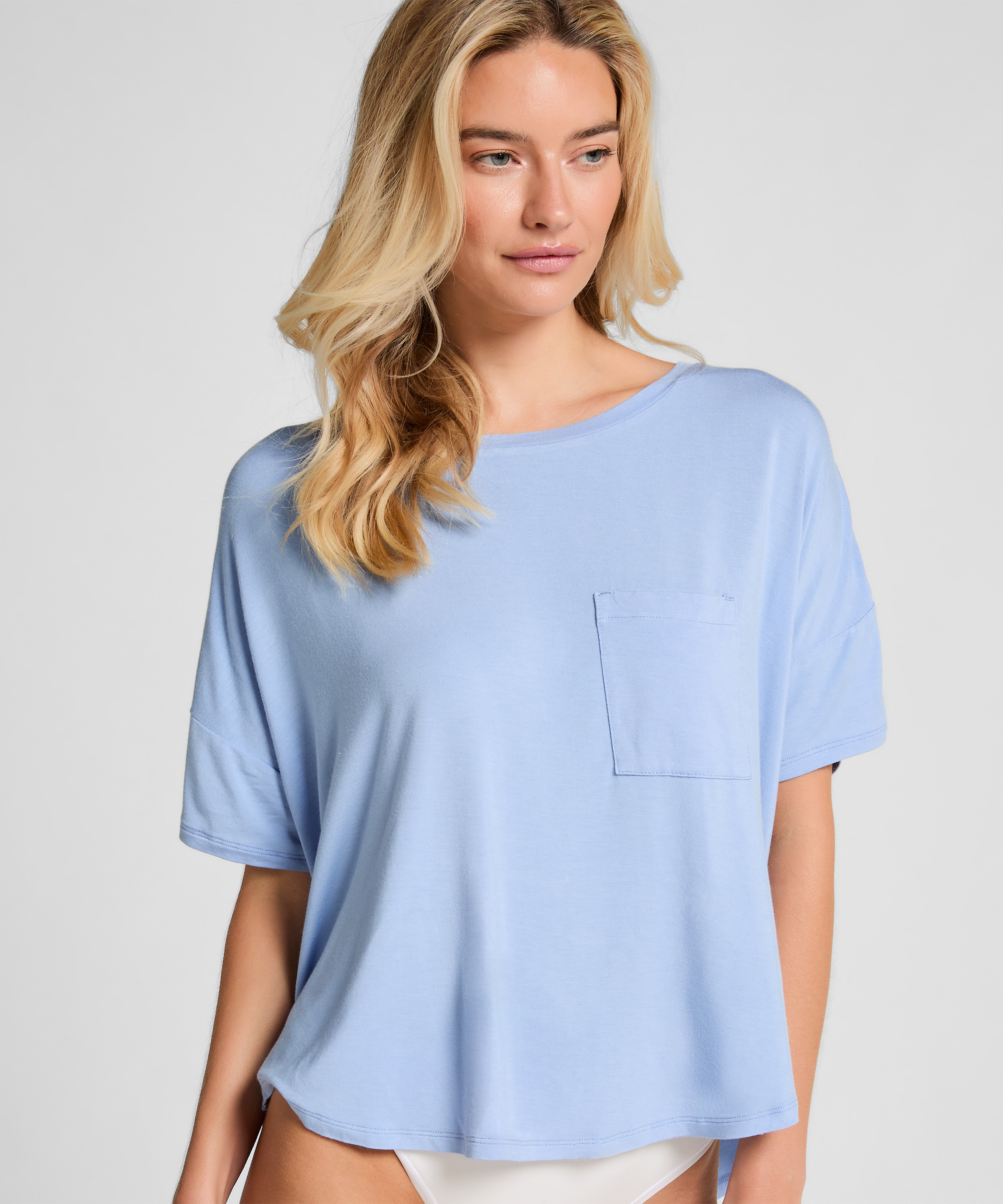 Short-Sleeved Top, Blue, main