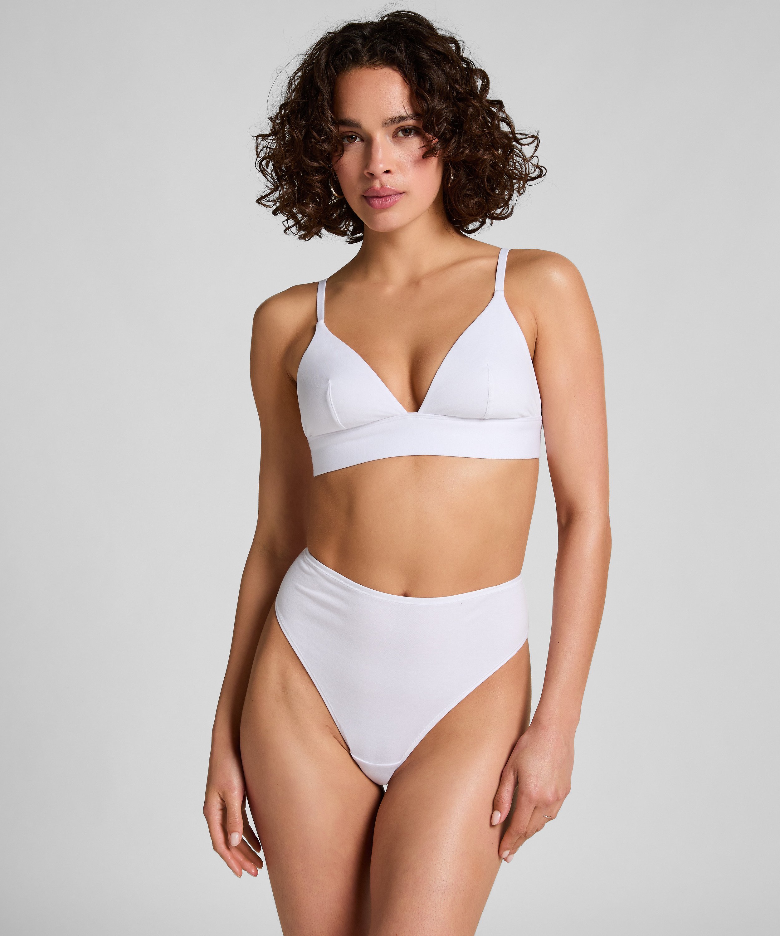 Cotton Bralette, White, main