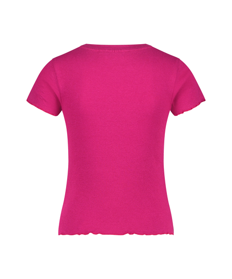 Rib shirt with short sleeves, Pink