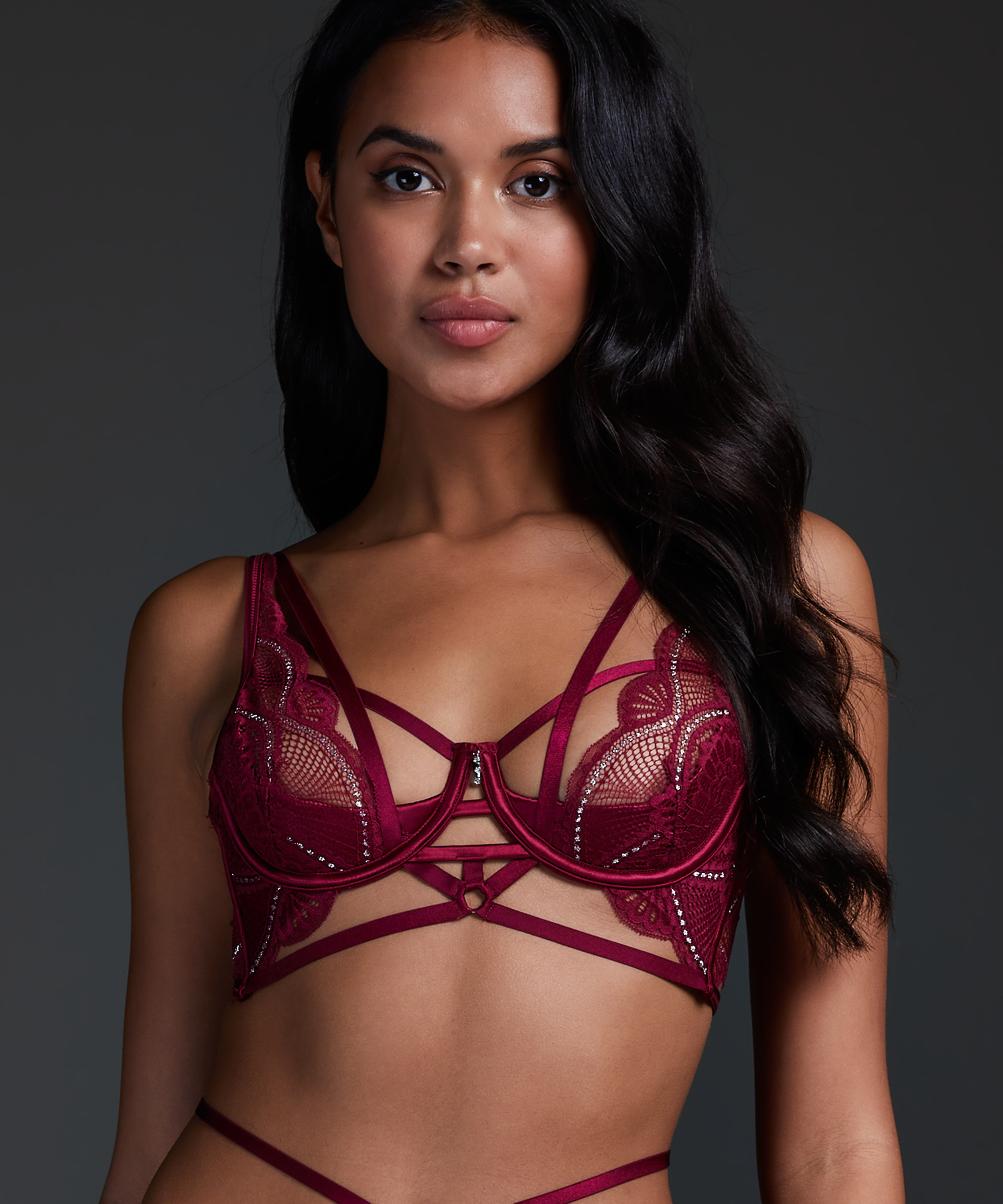 Lyra Non-Padded Longline Underwired Bra, Red, main