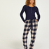 Check Cuff Twill Pyjama Pants, Blue
