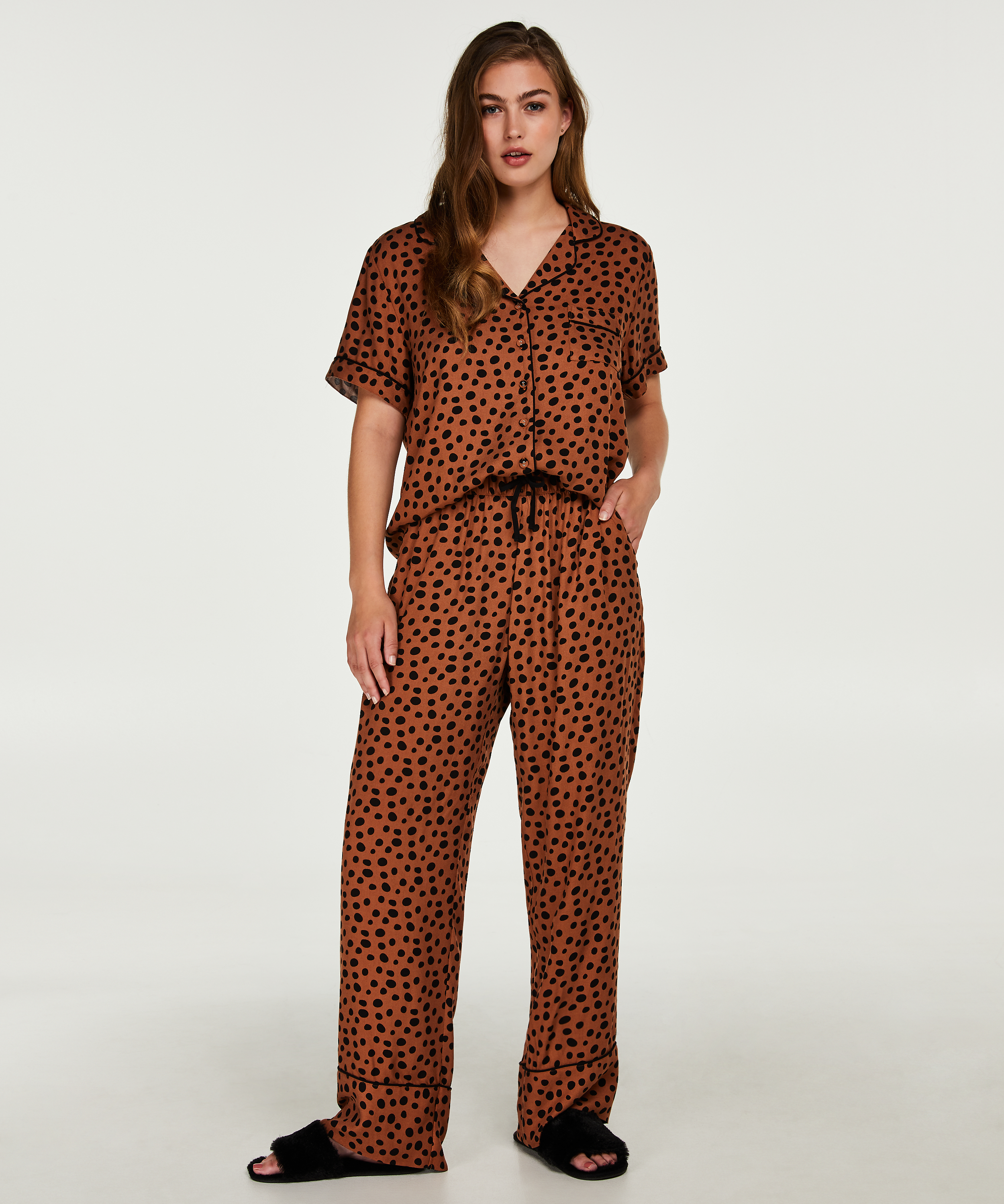 Pyjama pants, Brown, main