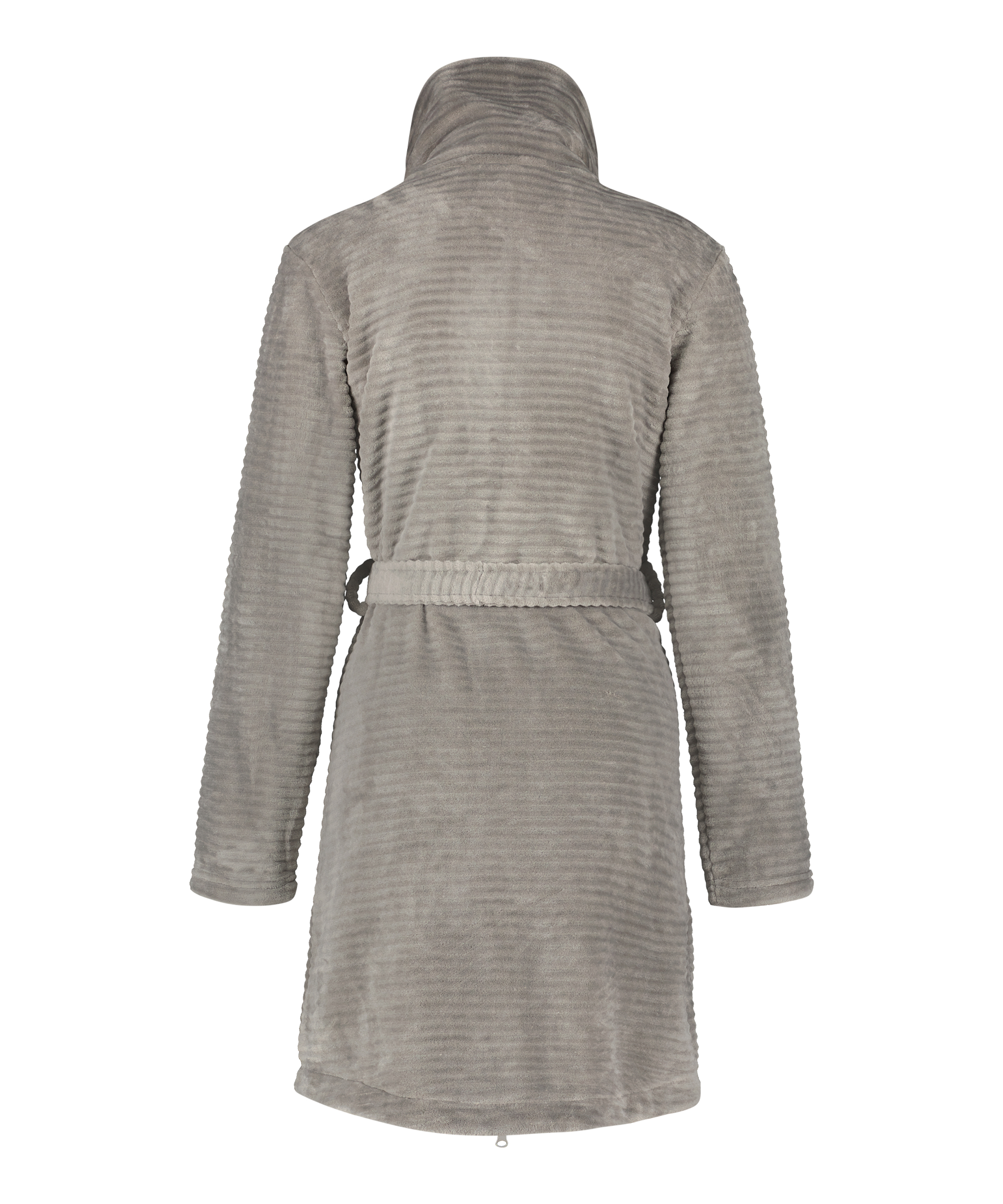 Zip Fleece Bathrobe, Grey, main