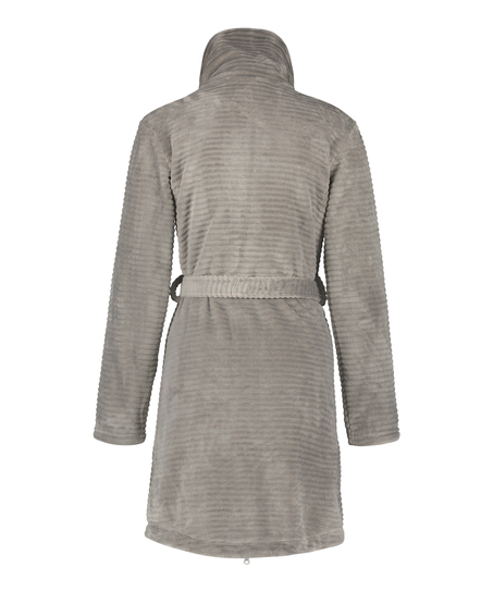 Zip Fleece Bathrobe, Grey