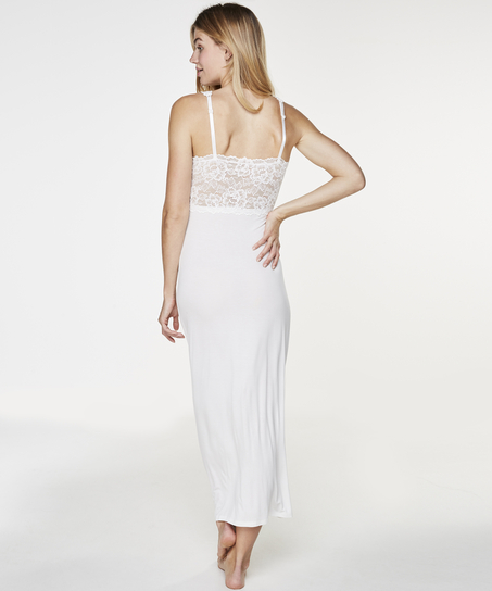 Long slip dress Modal lace, White