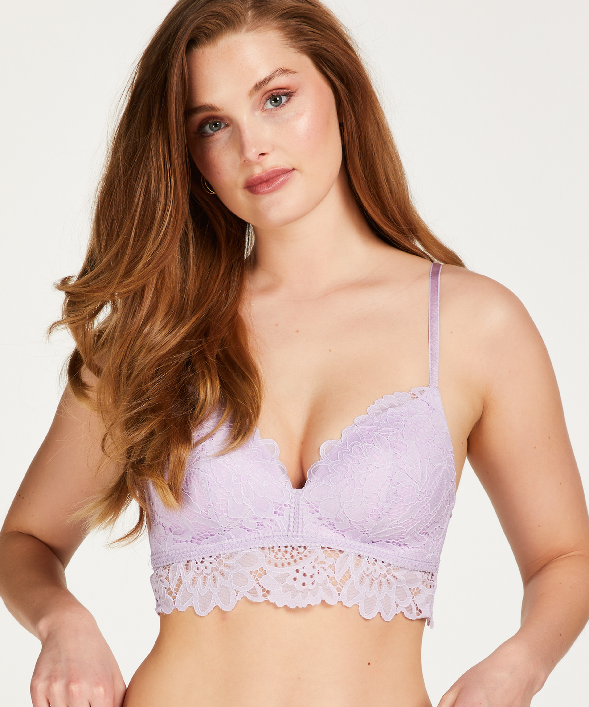Shiloh Padded Non-wired Longline Bra, Purple, main