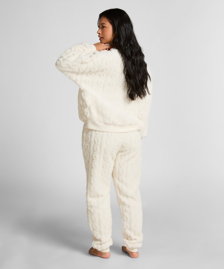 Top Cable Fleece, White