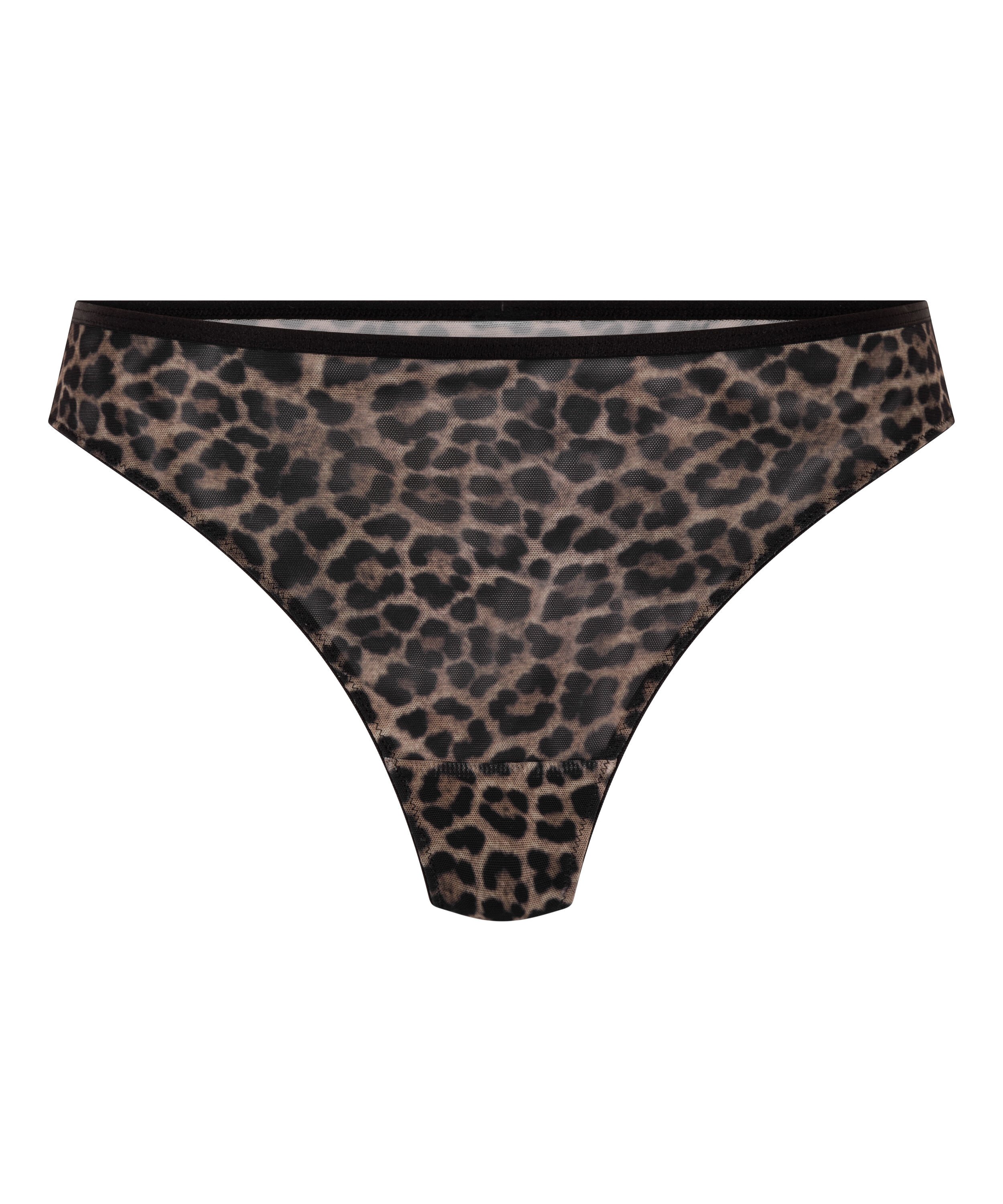 Highleg String Tara Leopard, Black