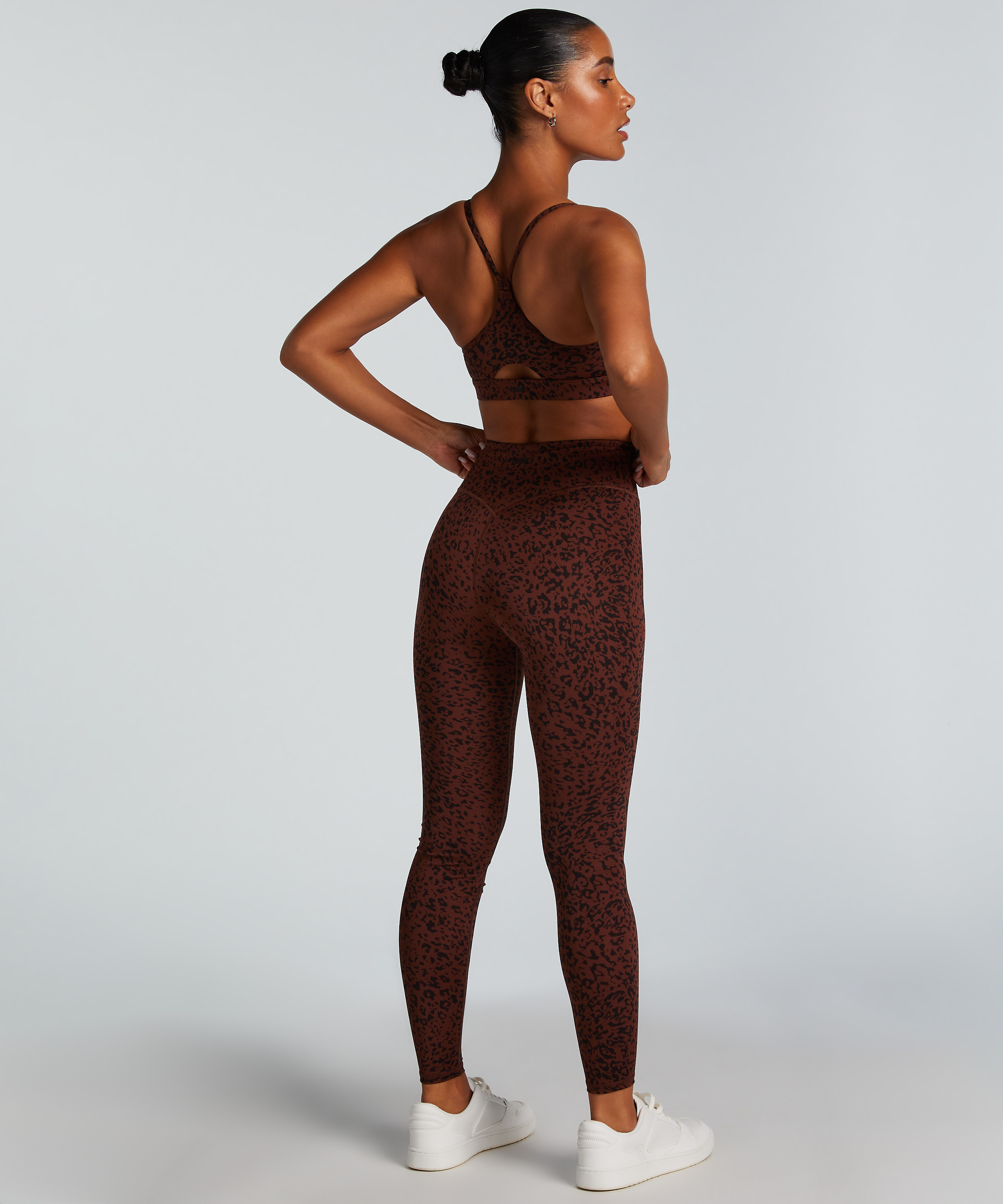 HKMX Crossed High Waisted Leggings, Brown, main