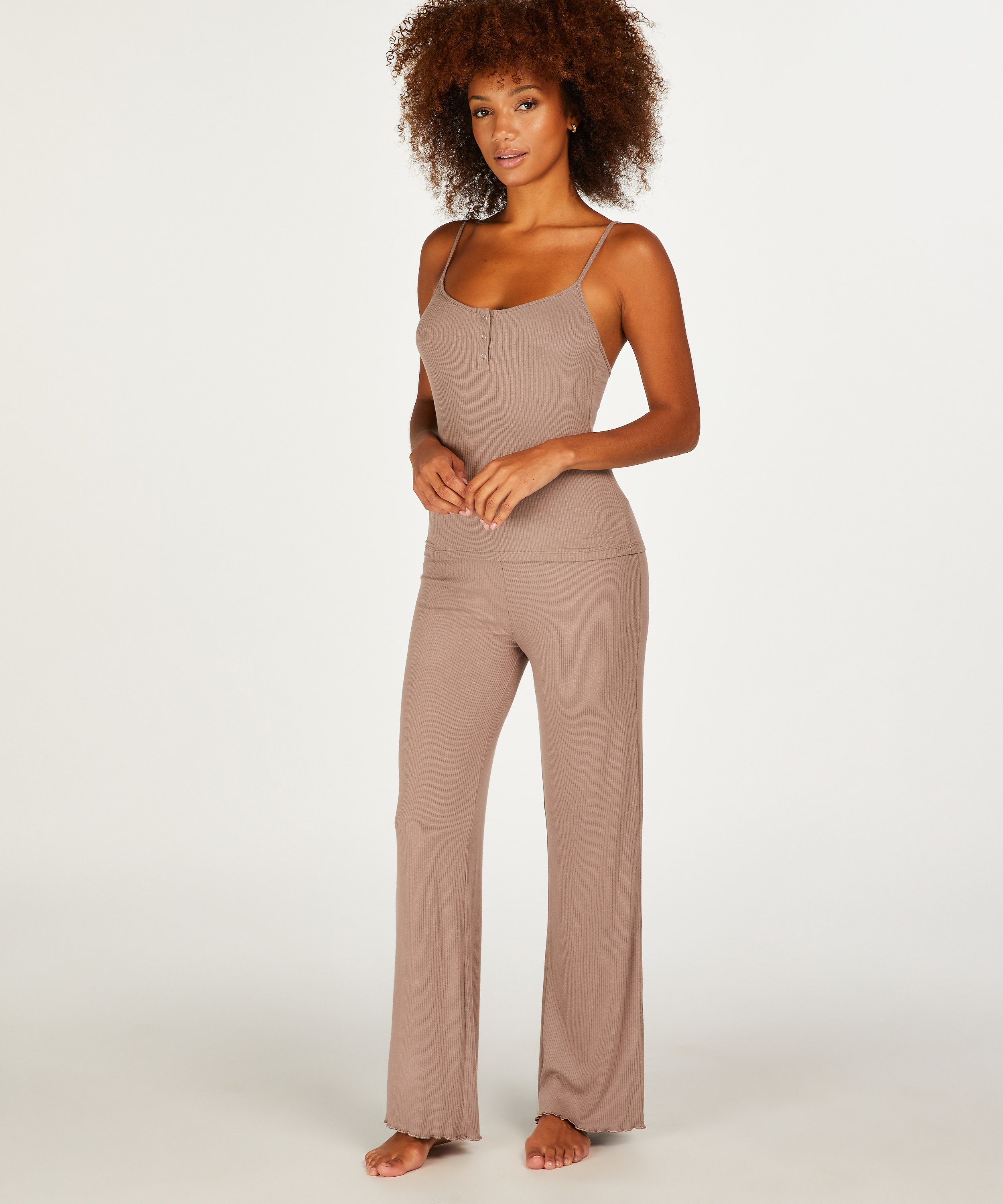 Premium Wide Leg Pants, Brown, main
