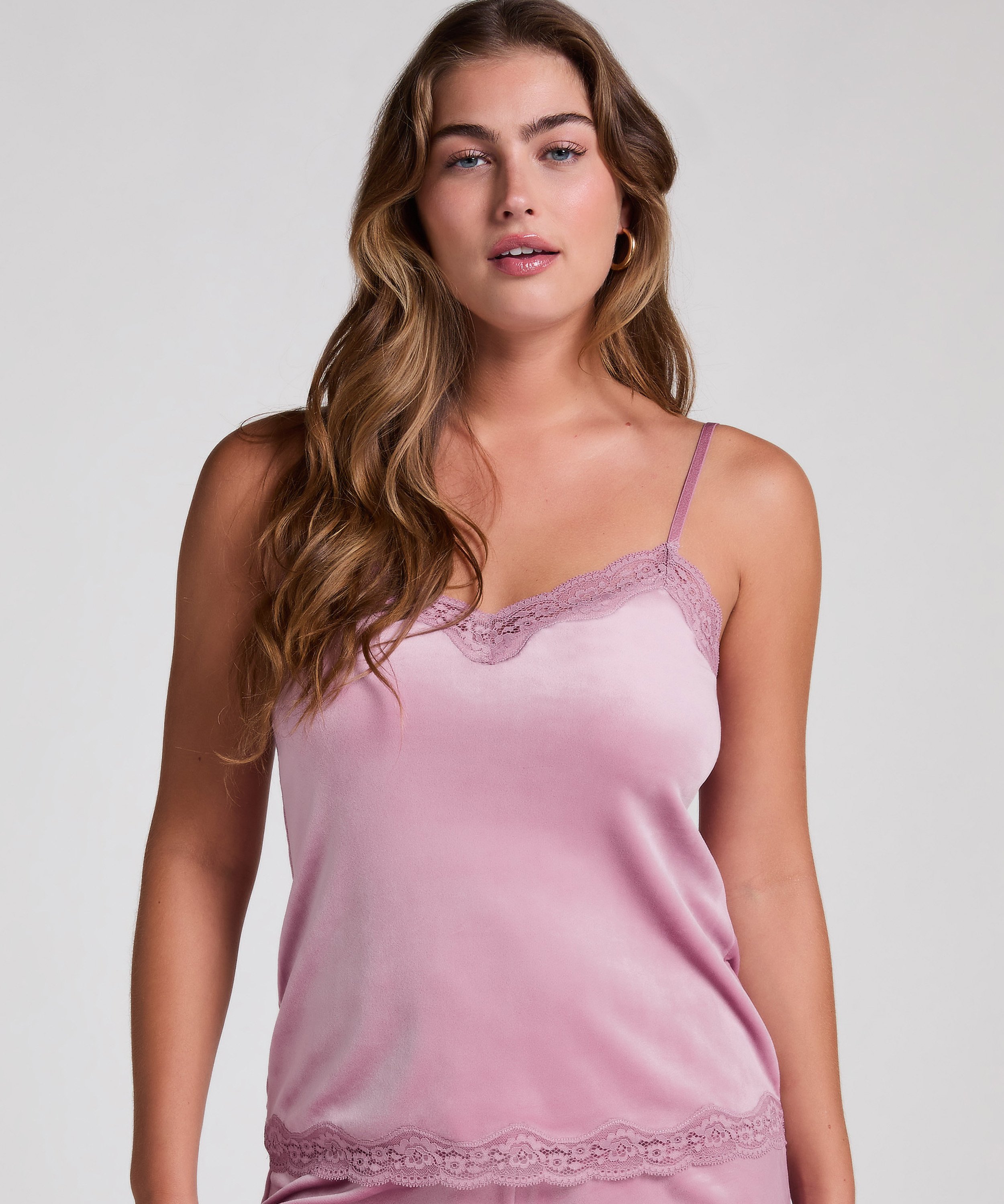 Velours Lace Cami Top, Purple, main