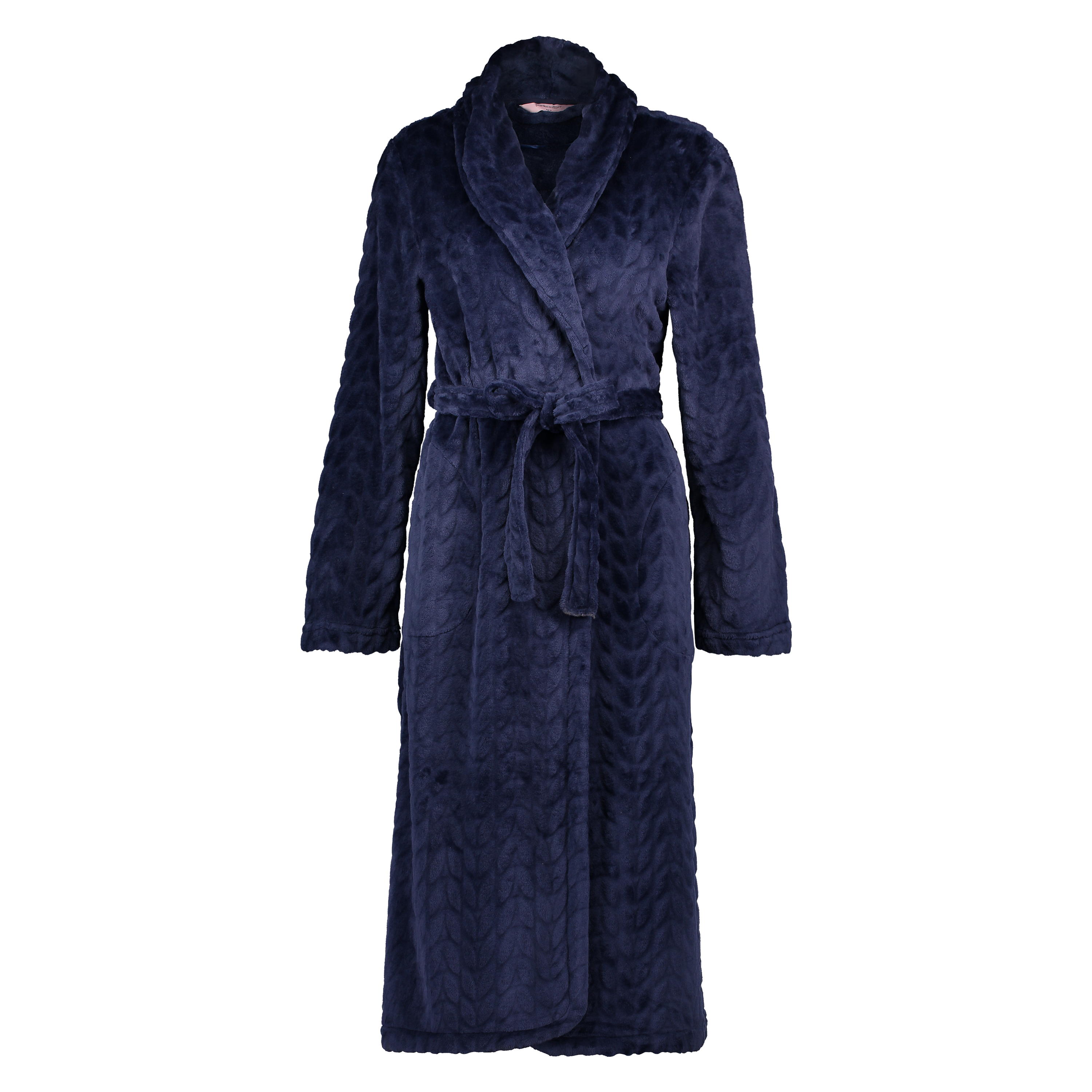 Leaves Fleece Bathrobe, Blue, main