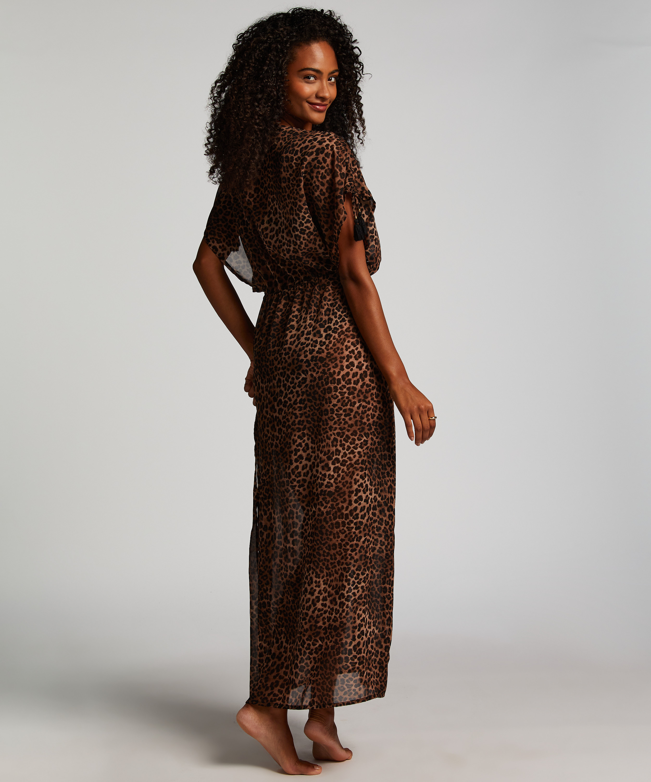 Sheer Kimono, Brown, main