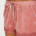 Velvet lace shorts, Pink