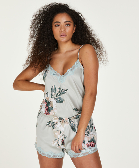 Satin Pyjama Shorts, Blue