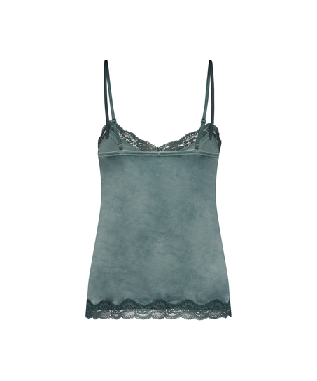 Velours Lace Cami Top, Green