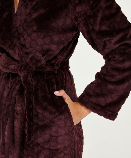 Long Fleece Bathrobe, Red
