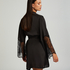 Lace Satin Kimono, Black