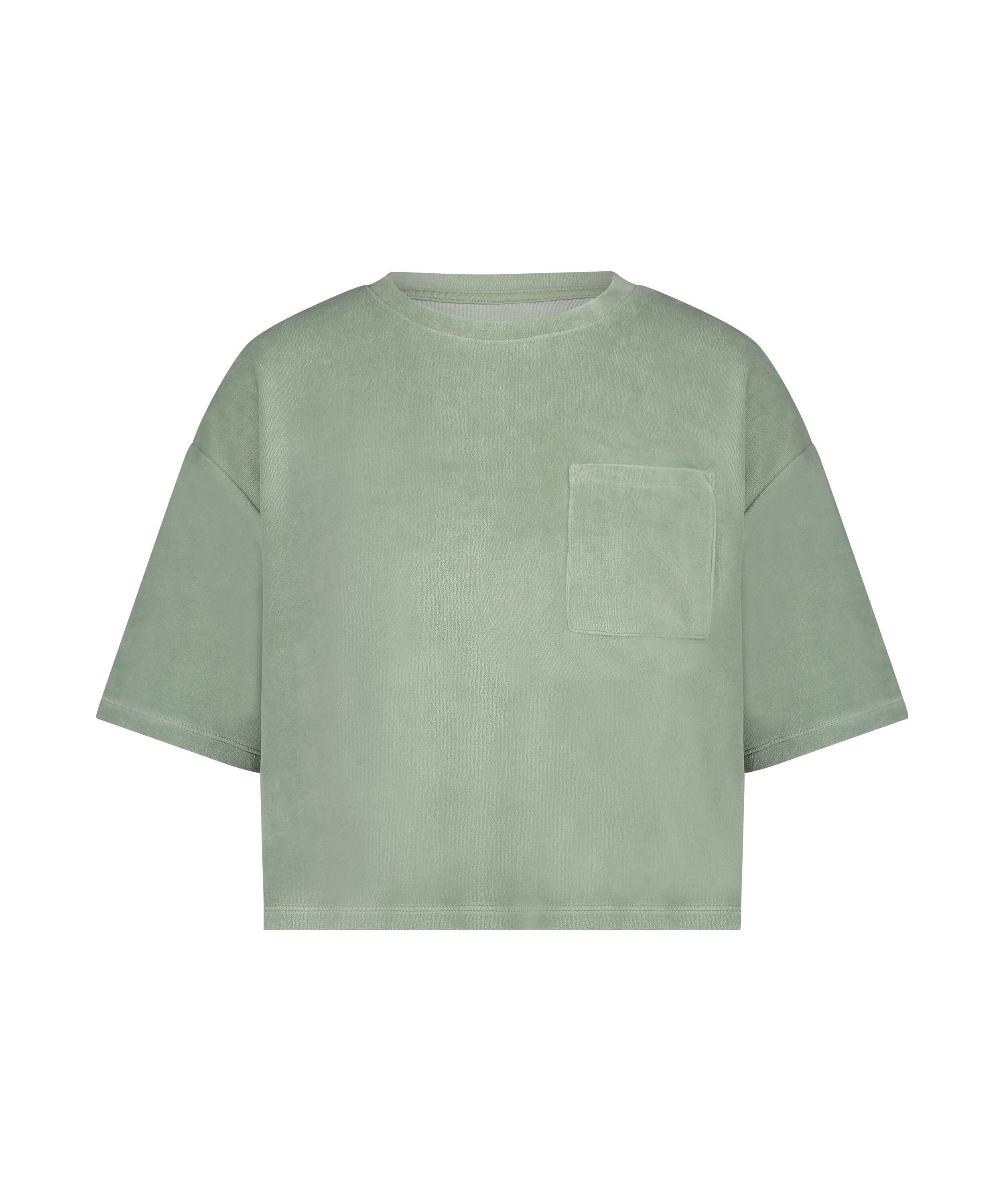 Short-sleeve velours top, Green