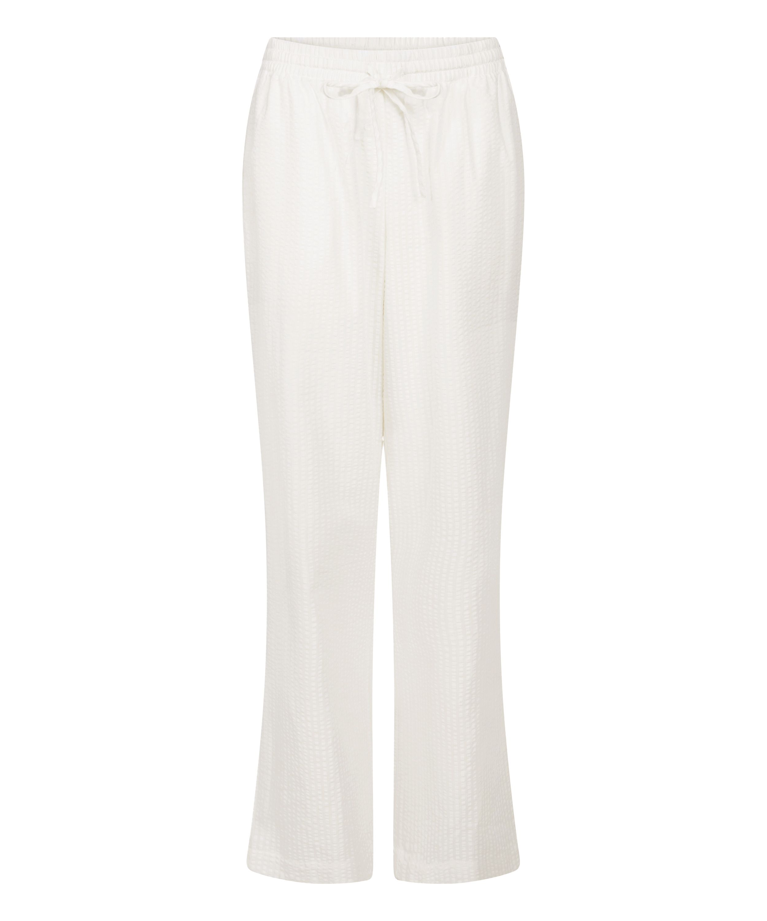 Seersucker Cotton Pyjama Pants, White, main